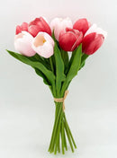 Buart Artificial Tulip in Bulk for Home Kitchen Wedding Bridal Bouquet,Fake Flowers for Valentine's Day Mother's Day Easter Table Centerpieces Decorations(Large Size,Multi Pink,Real-Touch,12pcs) by CozyNest Decor