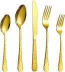 40 Pcs Gold Silverware Set for 8 with Water Cube Handle design, Food Grade Stainless Steel Flatware Set, Eating Utensils Sets Include Fork/Knife/Spoon, Reusable Cutlery Set, Dishwasher Safe by CozyNest Decor