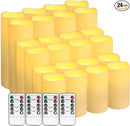 Set of 24 Waterproof Outdoor Flameless Candles,Realistic LED Candles with 4 Remote and Timer,(H 4" 5" 6" x D 2.2"),for Halloween Wedding Festival Decor. by CozyNest Decor