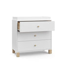 Storkcraft California 3-Drawer Chest with Removable Changing Topper (White with Driftwood) – GREENGUARD Gold Certified, Interlocking Drawer System, Pre-Installed Tracks, Easy Assembly by TinyTreasures Baby Boutique