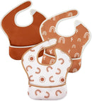 Mess Proof Baby Bib 3 Pack, Waterproof Led Weaning Baby Feeding Bibs with Food Catcher, Travel Feeding Bibs by TinyTreasures Baby Boutique