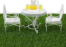 Dollhouse Miniature Bistro Table & Chairs Set Accessories Metal 1:12 Scale Miniatures White Coffee/Tea Furniture Fairy Garden Cute Rustic Elegant Decorations Ornaments (A) by GreenHaven Gardens