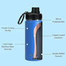DRINCO Stainless Steel Water Bottle Spout Lid Vacuum Insulated Double Wall Water Bottle Wide Mouth (40oz 32oz 22oz 18oz 14oz) Leak Proof Keeps Cold or Hot (18 oz, 18oz Royal Blue) by CozyNest Decor