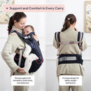 BabbleRoo Grow Carrier – Safety-Certified 6-in-1 Baby Carrier with Hip Seat, Ergonomic & Adjustable Toddler Carrier 7-50 lbs with Hip Support, Hood for Sun Protection, Newborn to Toddler, Navy Hearts by TinyTreasures Baby Boutique