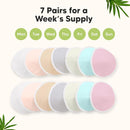 Organic Nursing Pads - 14 Washable Viscose Derived from Bamboo Breastfeeding Pads, Wash Bag, Reusable Breast Pads for Breastfeeding, Nipple Pads for Breastfeeding Essentials(Pastel Touch, XL 5.5") by TinyTreasures Baby Boutique