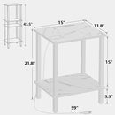 TUTOTAK End Table with Charging Station, Small Side Table with Outlets, Nightstand Bedside Table, 2-Tier Storage Shelf for Small Space, Living Room, Bedroom, Marble White TB01BMW040 by CozyNest Decor