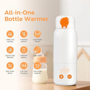 Portable Bottle Warmer for Travel, 12oz Large Capacity Fast Heating Breast Milk, Water & Formula On The Go Baby Bottle Warmer Accurate Temp Control with 4 Levels Long Battery Life for Car & Airplane by TinyTreasures Baby Boutique