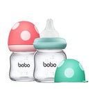 YOHKOH Natural Glass Baby Bottle with Natural Response Nipple, Newborn Anti-Colic Baby Bottles, Wide Neck Mushroom Cap Baby Bottle, Clear (3.4oz (Pack of 2), Multicolour) by TinyTreasures Baby Boutique