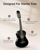 Moukey 30" Acoustic Guitar for Beginners Kids Youth 1/4 Size Dreadnought Guitarra Acustica Kit with Chord Poster, Gig Bag, Tuner, Picks, Nylon Strings, Capo, Strap - Black by TinyTreasures Baby Boutique