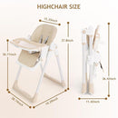 3 in 1 Baby High Chair with Wheels, Adjustable 5 Point Harness, Tray, Foot Rest, Backrest and Seat Height, Foldable High Chair for Toddlers, Beige by TinyTreasures Baby Boutique