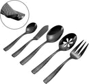 Silverware 65-Piece Black Hammered Flatware Set with Serving Utensils Stainless Steel Thick Handle Mirror Polished Cutlery Set for Wedding Hotel Restaurant, Service for 12 by CozyNest Decor