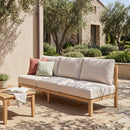 73.23" Outdoor Acacia Wood Frame Rope-Braided Backrest Three-Seater Sofa by HouseOfZazla