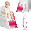 Easy Storage Potty Training Seat with Ladder, Adjustable Step and Toilet Seat Height, Easy-Grip Handles for Climbing, Foldable Portable Toddler Toilet Trainer, Perfect for Small Bathrooms by TinyTreasures Baby Boutique