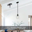 Black Pendant Lights Kitchen Island,Modern Farmhouse Glass Pendant Light,Light Fixture Kitchen Pendant Mini Hanging Light Fixture for Sink (1 Pack Black stem Rod) by CozyNest Decor