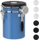 ShanSon Coffee Canister Airtight Coffee Container Stainless Steel Coffee Bean Storage Container with CO2 Release Valve and Scoop Coffee Canister for Beans,Grounds,Sugar,Flour,Tea,Cereal,22OZ,Blue by CozyNest Decor