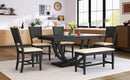 6-Piece Wood Half Round Dining Table Set Kitchen Table Set with Long Bench and 4 Dining Chairs, Modern Style, Gray