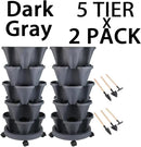 Vertical Planter 5 Tier Stackable Planters Garden Planters Strawberry Herb Flower and Vegetable Planter Indoor Outdoor Gardening Pots with Removable Wheels and Tools by GreenHaven Gardens