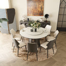 Modern Sintered Stone Dining Table With Round Turntable, Metal Pedestal, And Chairs by HouseOfZazla