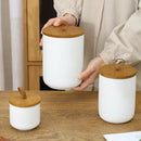 YYW Kitchen Canister Set for Countertop Set of 3, 9/28/45 oz Ceramic Food Storage Containers with Airtight Wood Lids, Food Saver Jars for Coffee, Tea, Candy, Flour(Three-piece suit in white) by CozyNest Decor