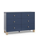 Storkcraft California 6 Drawer Double Dresser (Midnight Blue with Driftwood) – GREENGUARD Gold Certified, Spacious Storage Organizer for Kids’ Room, Safety Interlocking Drawer System by TinyTreasures Baby Boutique