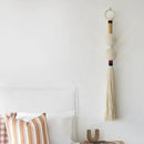 Macrame Wall Hanging Boho Decor Yarn Wall Art Small Sphericity Cotton Textile Tassel Hanging Fiber Art for Living Room Bedroom 27'' L x 2.3'' W by CozyNest Decor