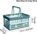 Plastic Storage Crate - 20L Collapsible Crate Stacking Folding Storage Basket - Sky Blue & Gray Blue M by GreenHaven Gardens