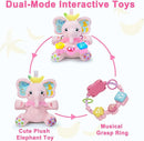 Baby Elephant Musical Stuffed Animals Toy with Light-Up Music & Crinkle Sound Paper,Infant Bilingual Early Learning Education Toys,Tummy Time Toys for 0-3-6-12+ Months Boy Girl, Pink by TinyTreasures Baby Boutique