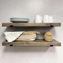 Rustic Shelves with J-Brackets Set of 2, Industrial Shelf, Kitchen Shelves, Solid Wood, Decorative Wall Storage, Heavy Duty, URBANDI (Grey, 12Wx8D) by CozyNest Decor