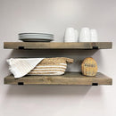 Rustic Shelves with J-Brackets Set of 2, Industrial Shelf, Kitchen Shelves, Solid Wood, Decorative Wall Storage, Heavy Duty, URBANDI (Grey, 24Wx12D) by CozyNest Decor