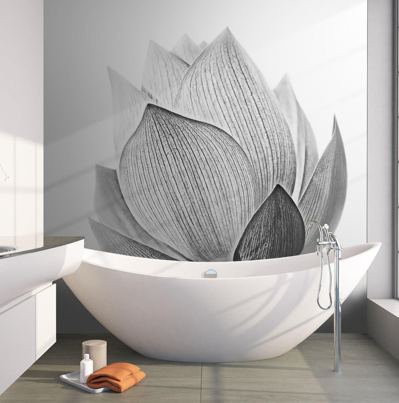 Black and White Lotus Flower Wall Mural