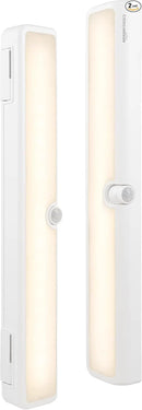 Amazon Basics LED USB/Battery Operated Light Bar, Swivel Motion Sensor, Stick on Lights, 250 Lumens, 12 Inches, Under Cabinet Lighting, Closet, Kitchen, 2 Pack, White by GreenHaven Gardens
