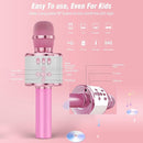 BONAOK Karaoke Microphone for Kids & Adults - Bluetooth Microphones Singing Mic with Disco Lights, Echo Effect, Built-in Speaker Portable Karaoke Player for Party Travel Gifts Q78(Light Pink) by TinyTreasures Baby Boutique