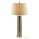 16x16x35 Gold Mirrored Glass Table Lamp with White Fabric Shade