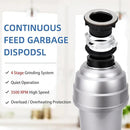 Powerful 3/4HP Stainless Steel Garbage Disposer, Dishwasher-Friendly and Continuous Feeding Waste Disposer, Grinding Material Four-Stage Grinding, Silver by CozyNest Decor