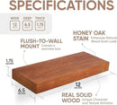 Homeforia 12 inch Oak Floating Shelf, High End Solid Real Wood 12inch Small Floating Shelves for Wall Mounted, Honey Oak Wooden 12in Floating Shelves, Heavy Duty Bracket, 12 X 6.5 X 1.75 in, Set of 2 by CozyNest Decor