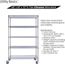 48"x18"x72" Chrome 5-Tier PREMIUM Wire Shelving NSF 4000 LBS MAX CAPACITY Heavy Duty Steel Storage Rack for Warehouses, Garages, Hospitals, Commercial Spaces, & Schools w/PREMIUM WHEELS by CozyNest Decor