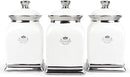 fanquare 30 OZ Cookie Jar, White Kitchen Canisters Set of 3, Farmhouse Porcelain Decorative Jars for Countertop, Ceramic Storage Jar for Coffee, Sugar, Tea Bag by CozyNest Decor