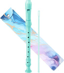 Soprano Recorder for Kids Beginners, German Fingering, C Key, 3 Piece with Cleaning Rod, Bag, Fingering Chart (Lake Green)… by TinyTreasures Baby Boutique