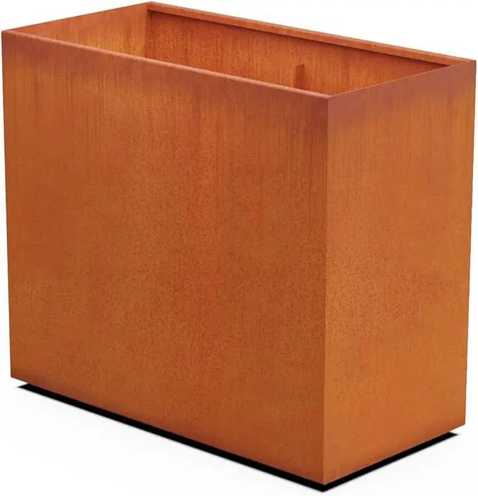 Corten Steel Planter Rectangle Outdoor Metal Garden Box Heavy Duty | Made in USA | Fully Assembled