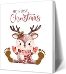 SHLINCO Elk Handprint Keepsake DIY Kit, Baby's First Christmas Keepsake, Winter Decoration, Family Footprint Art for Kids, 7.8x9.8 Inch Canvas, Suitable For Desktop Wall Ornaments by TinyTreasures Baby Boutique