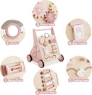 Beright Wooden Baby Walker Push and Pull Learning Activity Walker Kids’ Activity Toy Multiple Activities Center Develops Motor Skills & Stimulates Creativity(Pink) by TinyTreasures Baby Boutique