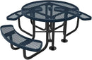 Heavy-Duty Portable Outdoor Picnic Table with Umbrella Hole, Expanded Metal Patio Dining Furniture Made in America (46" Round Top, Dark Blue) by GreenHaven Gardens