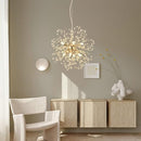 Modern Gold Chandelier Crystals, Sputnik Sunflower Beaded Hanging Lamp, Small Dandelion Pendant Light Fixtures for Kitchen Island Dining Room Bedroom Entryway (Gold 8Lights) by CozyNest Decor