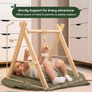 Wossen® Wooden Baby Play Gym Set and PlayTent Cover, Naturel Baby Gym, Reliable Toys, Ergonomic and Multipurpose Use, Mat and Play Tent Cover, Newborn Gift for Baby Girl and Boy by TinyTreasures Baby Boutique