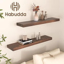 Habudda Floating Shelves Set of 2, Natural Pine Wood Shelf for Bathroom Bedroom Kitchen, 30 inch Long, Rustic Decor, Walnut by CozyNest Decor