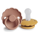 FRIGG Daisy SilkySoft Silicone Baby Pacifier | Made in Denmark | BPA-Free (Rose Gold/Honey Gold, 6-18 Months) by TinyTreasures Baby Boutique
