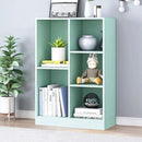 IOTXY Open Shelf Low Bookcase - Wooden 3-Tier Floor Standing Display Cabinet Organizer with Base, 5 Cubes Short Horizontal Bookshelf in Tiffany-Green by CozyNest Decor