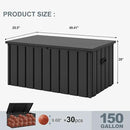 PURPLE LEAF Outdoor Deck Box 150 Gallon Waterproof Lockable Storage Box Container with Lid Deck Organization for Patio Cushions Side Table Pool Accessories Garden Tools, Gray by CozyNest Decor