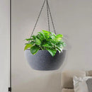 10 inch Hanging Planters for Outdoor Indoor Plants with Drainage Holes and Chain, 2 Pack Round Hanging Flower Plant Pots for Garden Home Porch Decor, Speckled Grey by CozyNest Decor