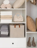 StorageWorks Storage Bins, Fabric Storage Bins for Shelves, Large Storage Baskets with Metal Frame, Closet Baskets and Bins with Handles, Brown and Beige, 2-Pack by CozyNest Decor